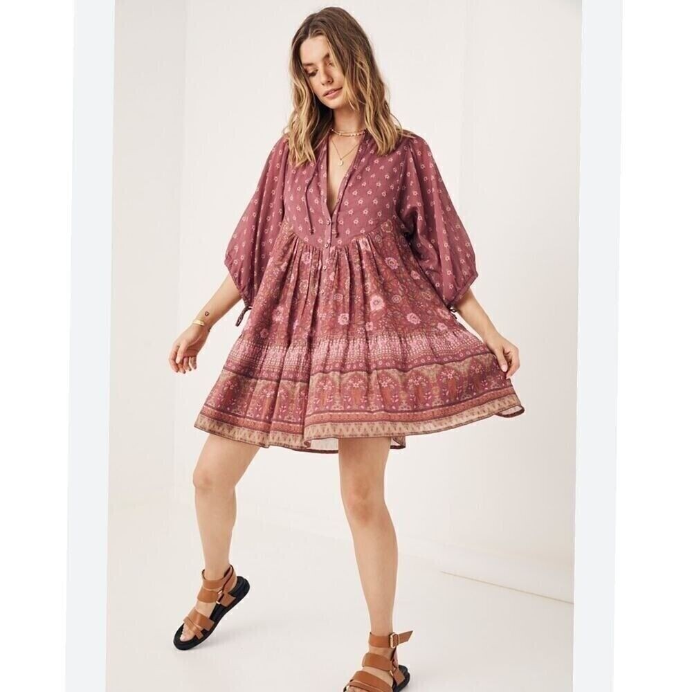 Spell and the Gypsy Utopia Tunic Mini Dress in Berry Size Small